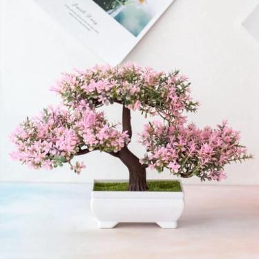 Imagem de Plantas Artificiais Bonsai em Vaso Pequeno – Decoração para Sala, Escritório, Jardim e Mesa(03)