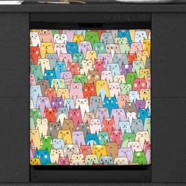 Imagem de Capa magnética para lava-louças, estampa de gato, lindas capas de decoração de máquina de lavar louça, capa magnética para porta de lava-louças, decalque para cozinha, eletrodomésticos, decorativo, 58