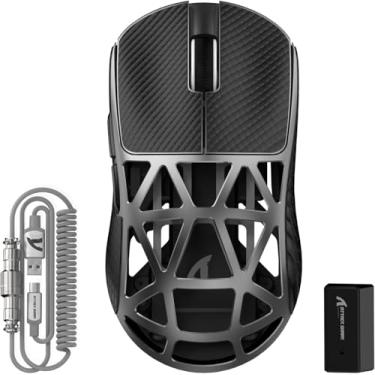 Imagem de ATTACK SHARK R2 Mouse de liga de magnésio superleve de 45 g, sensor PixArt PAW3950, 42000DPI, taxa de pesquisa sem fio de 8000Hz, mouse para jogos com fio 2,4G/BT/BT, mouse programável com cabo