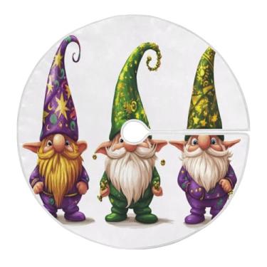 Imagem de Blueangle Saia de árvore de gnomos de carnaval de 90 cm, saia de poliéster macio para decoração de carnaval (372)
