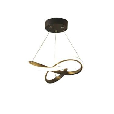 Imagem de Luminária de Teto Lustre Pendente LED Moderno com Três Cores de Luz para Sala, Quarto, Cozinha e Ambientes Internos(D08 Preto (G) (28cmx28cmx5cm))