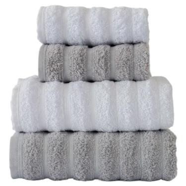 Imagem de Kit 2 Toalhas Banhão/Banho 75x150cm Algodão –Toalhas (CINZA NEVE + BRANCO)