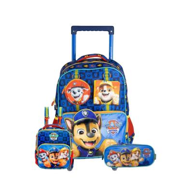 Imagem de Mochila Rodas Lancheira Térmica Estojo Duplo Patrulha Canina