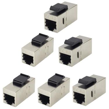 Imagem de AAOTOKK Acoplador de placa de parede Keystone Cat7 RJ45 Keystone Jack acoplador em linha 10Gbps Cat7 fêmea para fêmea Keystone Jack blindado Rj45 Jack para cabeamento Cat7, Cat6, Cat6A, Cat5e, Cat5