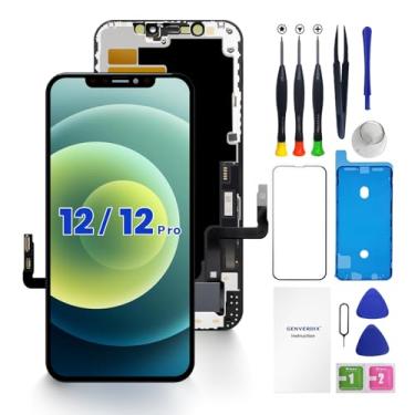 Imagem de Kit de reparo Full HD para iPhone 12/12 Pro, tela LCD sensível ao toque 3D de 6,1 polegadas, Genverdix, conjunto de digitalizador com ferramentas, protetor de tela de vidro temperado, adesivo de