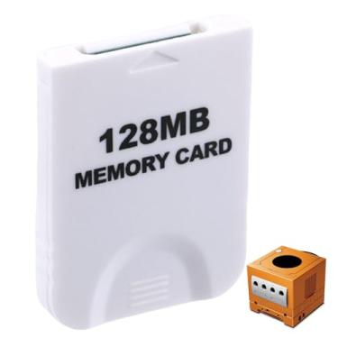 Imagem de Cartão de memória de jogo de 128 MB (2043 blocos), cartão de memória Game at Cube, cartões de memória Game-at-Cube compatíveis com kits de acessórios de console originais Nintendo/Wii (branco)