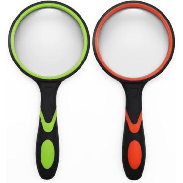 Imagem de Pacote com 2 lupas portáteis de 75 mm 10x, lupa de leitura de borracha para crianças idosas, adequada para hobbies e ciência