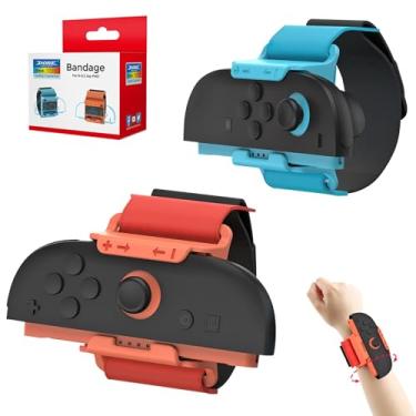 Imagem de Semaiki Wrist Band for Nintendo Switch 2 Joycons,Elastic Strap Nintendo Switch Just-Dance,2 Packs(Red + Blue)