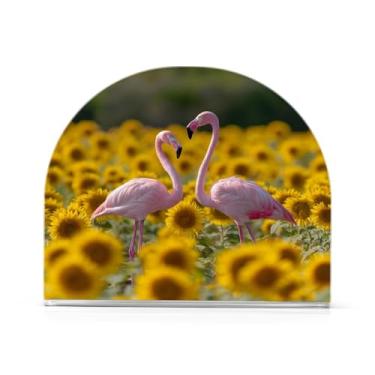 Imagem de CEBUGI Suporte de guardanapo para mesas porta-guardanapos de acrílico flamingos suporte de guardanapos de papel girassol para decoração de festa de jantar de cozinha