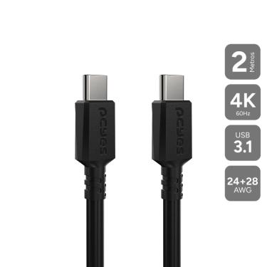 Imagem de Cabo USB TIPO-C 3.1 P/ USB TIPO-C 3.1 - Preto - 2 Metros - PUCP2P