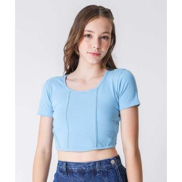 Imagem de Blusa Juvenil Cropped Corselet Marisa Tam 10 a 16 Azul-78082, Azul, 12