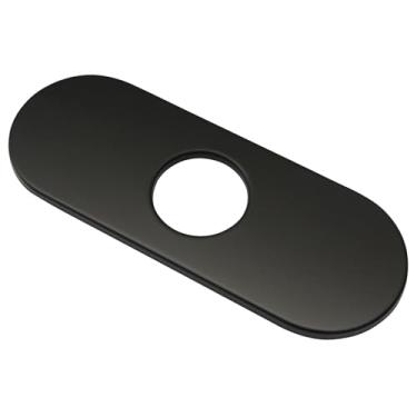 Imagem de Cionyce Placa de torneira de 15 cm, capa de escudo de aço inoxidável para pia de banheiro central, tampa de orifício de torneira de ajuste universal para modernização e atualização de pia (preto fosco
