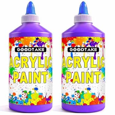 Imagem de GOODTAKE Tinta acrílica tamanho jumbo - 2 pacotes de 17 onças fluidas (963 g no total) - Tintas acrílicas roxas para grandes projetos de arte, murais e artesanato DIY - Acrílicos premium para tela e