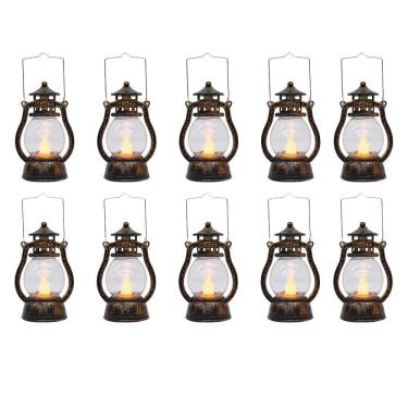 Imagem de Kit Com 10 Lamparinas Antiga Decorativa Vela Led A Bateria