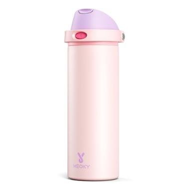 Imagem de Garrafa de água isolada de 680 g para esportes: Garrafa de água de aço inoxidável Meoky com canudo 2 em 1 e tampa de bico - à prova de vazamento, fria por 24 horas, cabe no suporte de copo de carro