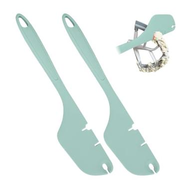 Imagem de Pacote com 2 espátulas de silicone, batedeira, raspador, compatível com acessórios de batedeira KitchenAid, funciona em batedores planos, batedores e ganchos de massa (verde)