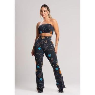 Imagem de Conjunto Calça Flare Feminina e Top Tomara que Caia Estampado Mvb Modas-Feminino
