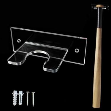 Imagem de Suporte de taco de beisebol para parede, suporte de acrílico transparente para exibição vertical, suporte resistente para tacos de beisebol ou softball, fácil de instalar, mini cabides estilo Dugout