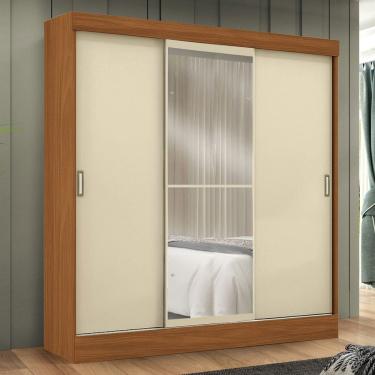 Imagem de Guarda-Roupa Solteiro San Marino 3 Portas 2 Gavetas com Espelho Cinamomo/Off White - Maxel