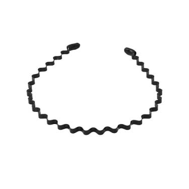 Imagem de Faixa de cabeça de liga estilo onda, acessório de cabelo moderno para uso diário (preto - largura ondulada)