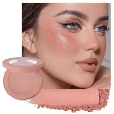 Imagem de Blush para bochechas, rosa pêssego em pó paleta de blush fosco maquiagem facial bochechas para mulheres mais velhas, leve, suave, misturável, resistente ao desbotamento e transferência, acabamento