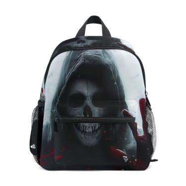 Imagem de Ghostly Skull Bloody Simple Modern Kids Backpack, 10x4x12 In, Toddler Boy Backpack Includes Water Bottle Pockets, Whistle Clip for Safety