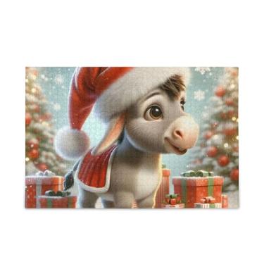 Imagem de 500 peças de quebra-cabeças de burro de Natal combinados de madeira e papel para adultos