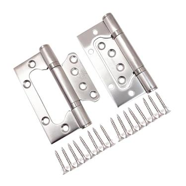 Imagem de 4 peças de dobradiças de porta de aço inoxidável 304, SdydudCyb 3 mm de espessura resistente com parafusos, rolamento silencioso suave para portas internas, casa móvel, trailer, portas duplas (prata)