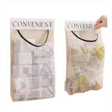 Imagem de Suporte de saco plástico para porta de armário organizador de armazenamento de cozinha montado na parede para casa