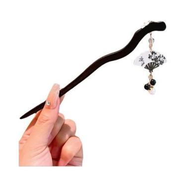 Imagem de Grampo De Cabelo De Madeira Com Franjas Florais Estilo Chinês Retrô Ac