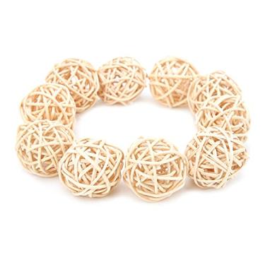 Imagem de Alomejor Brinquedos para Pássaros, 10 Peças de Bolas de Mastigar de Rattan para Papagaios e Animais de Estimação Pequenos, Corte de Bico Tecido à Mão e Brinquedo de Brincar (6 Cm/2,4 pol. (Cor