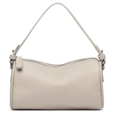 Imagem de Eslcorri Bolsa tiracolo feminina de couro real com cachecol - Mini alça superior bolsa de ombro Hobo bolsa fofa com bolso lateral, K096-damasco, Mini