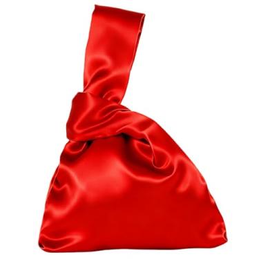 Imagem de Bolsa feminina de cetim para noite bolsa clutch mini bolsa pequena bolsa de pulso bolsa de festa de casamento, A - vermelho brilhante