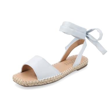 Imagem de Journee Sandália feminina espadrille com cadarço bico quadrado aberto respirável Emelie Tie Wrap tira no tornozelo azul 37 M feminino EUA, Azul, 36