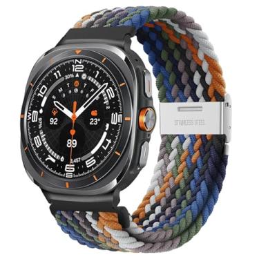 Imagem de BIK Para Galaxy Watch Ultra 47mm Pulseiras de relógio Nylon Elástico Trançado Solo Loop Strap Pulseira(DeColor)