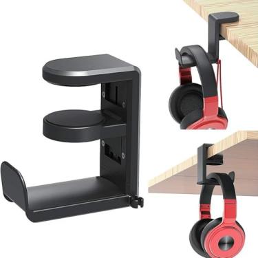 Imagem de VBESTLIFE Suporte Giratório para Fone de Ouvido, Suporte para Fone de Ouvido para Jogos de PC, Braçadeira Ajustável Sob o Cabide de Mesa Com Giro de 360 ​​° e Organizador de Clipe de Cabo (BLACK)