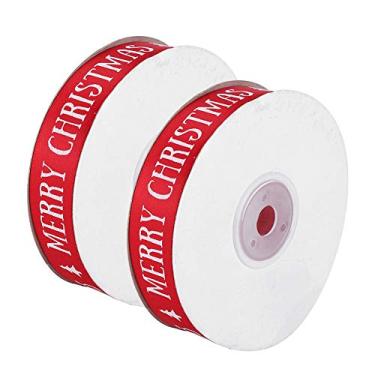Imagem de Generic Rolo de Fita de Cetim de Poliéster Em Estilo Clássico de Natal para Embrulho de Presentes e Decorações de Casa, 2 Rolos de Fita de Embalagem de Presente para Convites, Laços de Caixas de Doces