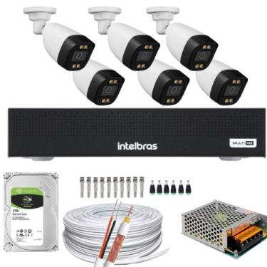 Imagem de Kit 6 Câmeras Segurança Color Imagem Colorida a Noite 1080p 2.8mm Dvr 