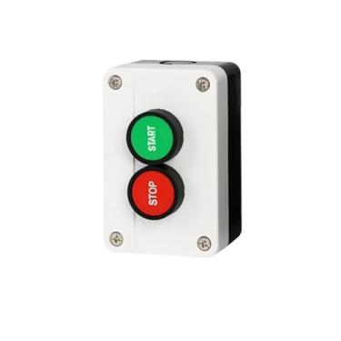 Imagem de AMSOH Start-Stop Duas Posições 10A Reset Momentâneo Vermelho Verde Botão Caixa de Interruptor Impermeável Controle Industrial Potência SEM NC(Start Stop)