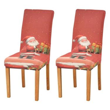 Imagem de SEHANY Conjunto de 4 capas de cadeira de gnomo de Papai Noel para sala de jantar, elástico, removível e lavável, para cozinha, hotel, festa, decoração de Natal