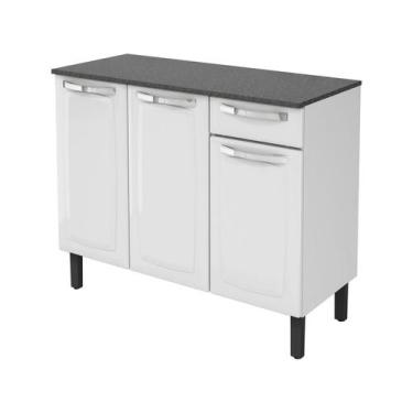 Imagem de Balcão de Cozinha com Tampo Itatiaia Aço 3 Portas 1 Gaveta Rose, Branc