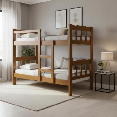 Imagem de Beliche de Madeira Maciça Reforçada Super Robusta Marrom - Repleta