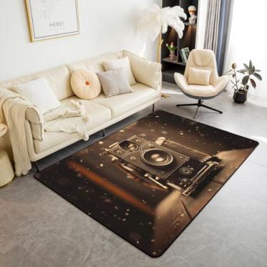 Imagem de Tapete retrô 3D para área de cinema, tapete de cinema dos anos 70, para crianças, adolescentes e adultos, tapete de piso interno, vintage, marrom, macio, aconchegante, decoração de sofá, 40,6 x 61 cm