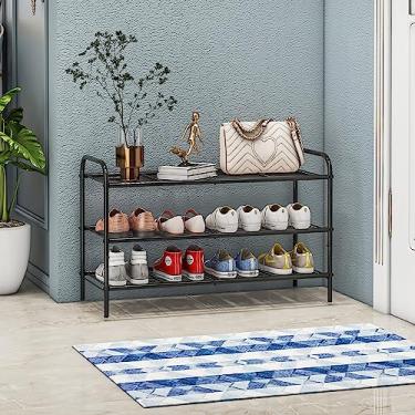 Imagem de Sapateira Organizadora, Porta Sapatos Formato Simples, Para 12 Pares, 3 Prateleiras, Design Elegante, Compacta e Versátil, Ideal para Entradas e Quartos, Preto