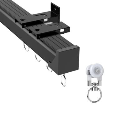 Imagem de Trilhos de cortina, trilhos de cortinas resistentes montados na parede de teto, haste de cortina de alumínio, para escritório, sala de estar e divisor de sala (cor: branco B, tamanho: 70 cm/2,3 pés