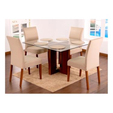 Imagem de Kit 4 Capas para Cadeiras de Jantar Avelã Malha 100% Poliéster Proteção e Renovação Estilo e Beleza