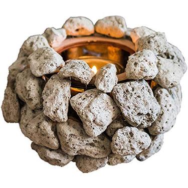 Imagem de Castiçal decorativo castiçal de pedra vulcânica lâmpada de vento estilo de arte decoração jardim pátio janela de café (cor: multicolorido tamanho: B) (multicolorido)