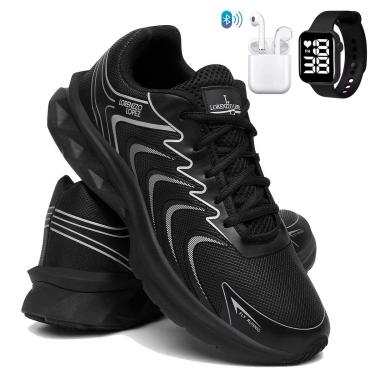 Imagem de Kit Tênis Masculino Macio Para Corrida e Treino Confort com Fone e Relógio-Masculino