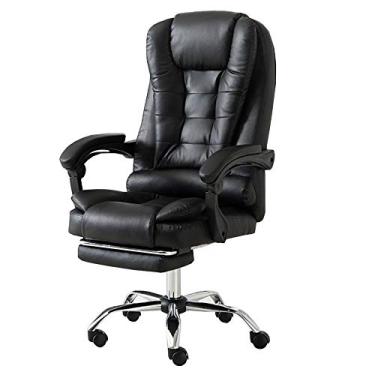 Imagem de Cadeiras de mesa reclináveis executivas cadeira de mesa reclinável com encosto alto design ergonômico PU cadeira de computador suporte lombar apoio de pé telescópico peso de rolamento 150 kg (cor