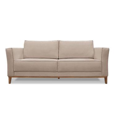 Imagem de Sofá 3 Lugares Base De Madeira Grace 210 Cm Linho S04 - D'rossi Cor Areia